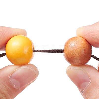 Round & Polygon Natural Wood Beads Stretch Bracelets Keychains KEYC-JKC00319-1