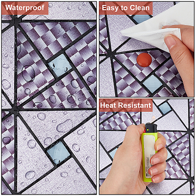 5Pcs Square Mosaic Glass Wall Decorations AJEW-AR0001-28-1