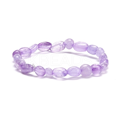 Natural Lavender Amethyst Chip Beads Stretch Bracelet BJEW-JB07115-1