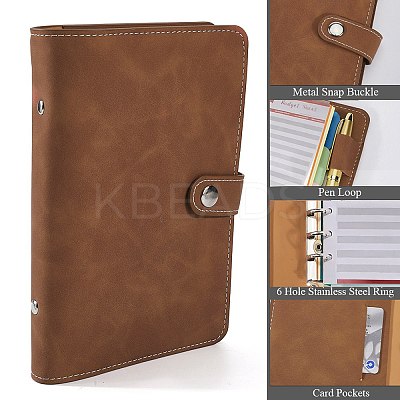 Imitation Leather A6 Portable Pocket BuckleLoose-Leaf Notebook AJEW-WH20001-45C-1