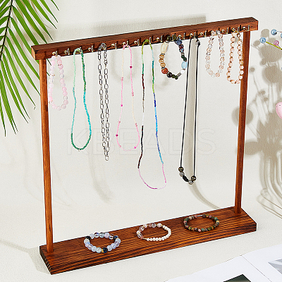 Wooden Necklace Organizer Display Stands ODIS-WH0331-20B-1