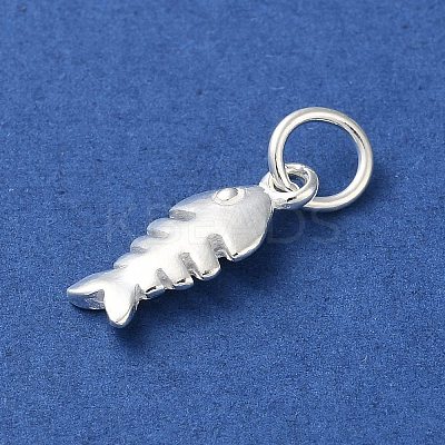 925 Sterling Silver Fish Charms with Jump Rings STER-E071-01S-07-1