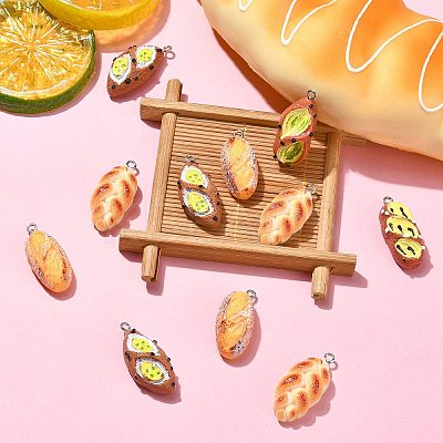 30Pcs 5 Styles Resin Imitation Food Pendants FIND-CJ0002-49-1