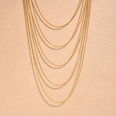 304 Stainless Steel Round Snake Chain Multi Layered Necklaces for Women NJEW-U025-01G-01-1