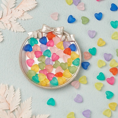 100Pcs 10 Colors Transparent Acrylic Beads FACR-YW0001-02-1