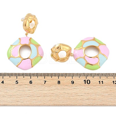 304 Stainless Steel Enamel Dangle Stud Earrings for Women EJEW-F353-01G-01-1