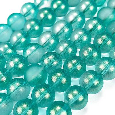 Frosted Transparent Glass Bead Strands GLAA-P065-10mm-08-1