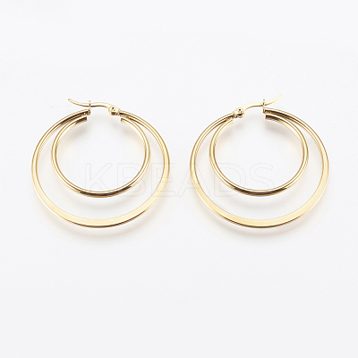 201 Stainless Steel Hoop Earrings EJEW-I213-B-02G-1