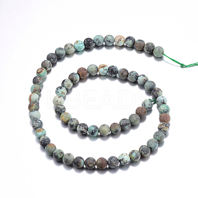 Frosted Natural African Turquoise(Jasper) Round Beads Strands X-G-D746-6mm-1