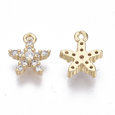 Brass Micro Cubic Zirconia Charms KK-N231-22-NF-1