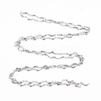 Non-Tarnish 201 Stainless Steel Moon & Oval Link Chains STAS-N092-112-1