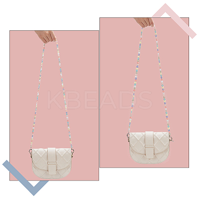 2Pcs 2 Styles Rainbow Macaron Color Resin Beaded Bag Straps DIY-WR0002-64-1