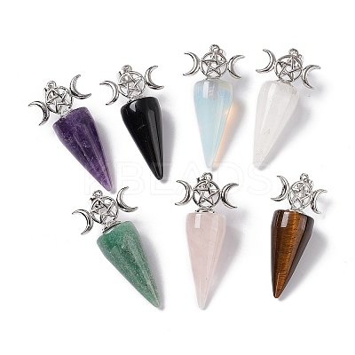 Natural & Synthetic Mixed Gemstone Pendants G-P484-02P-1