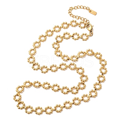 304 Stainless Steel Flower Link Chain Necklaces for Women NJEW-Z091-06G-1