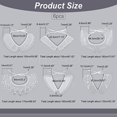 6Pcs 6 Style White Embroidered Organdy Collar AJEW-NB0004-01-1