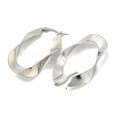 Tarnish Resistant 202 Stainless Steel Irregular Oval Hoop Earring EJEW-H003-10P-1