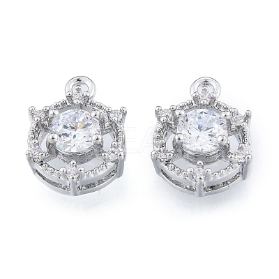 Brass Micro Pave Clear Cubic Zirconia Charms KK-N216-556P-1