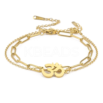 304 Stainless Steel Paperclip Chains & Cable Chain Bracelet Sets AJEW-U005-05F-G-1