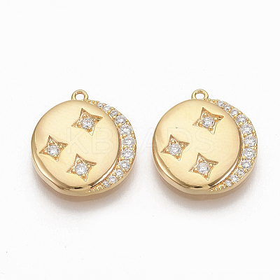 Brass Micro Pave Clear Cubic Zirconia Charms ZIRC-Q021-023G-NF-1