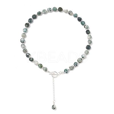 Natural Tree Agate and 304 Stainless Steel & Brass Finding Necklaces NJEW-JN06198-1