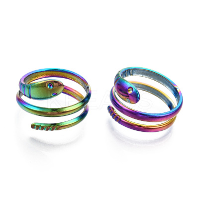 304 Stainless Steel Snake Twist Rings RJEW-N038-114M-1