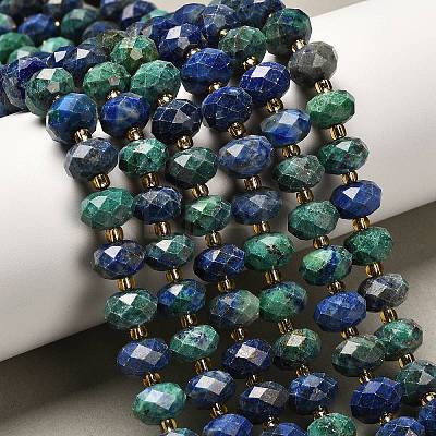 Natural Chrysocolla and Lapis Lazuli Beads Strands G-P573-A64-10x6mm-1