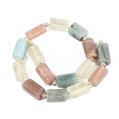 Natural Lemon Quartz & Flower Amazonite & Sunstone Beads Strands G-Q614-01A-06-1