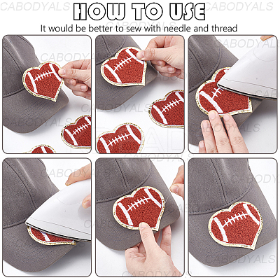 Rugby Theme Towel Embroidery Style Cloth Iron on/Sew on Patches DIY-WH20032-21B-1
