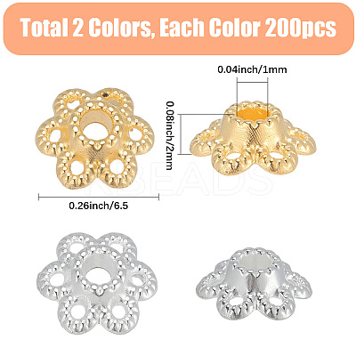 400Pcs 2 Colors Alloy Bead Caps FIND-PA0001-09-1