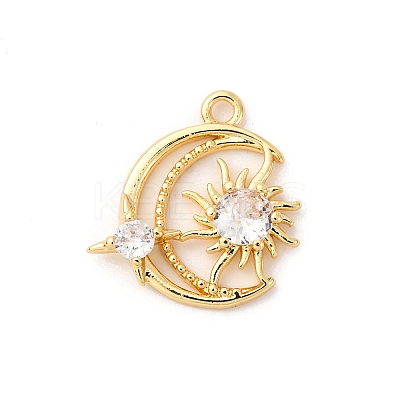 Brass Micro Pave Cubic Zirconia Charms KK-D371-04D-G-1