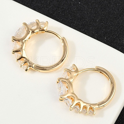 Brass Clear Cubic Zirconia Hoop Earrings EJEW-Q016-14G-1