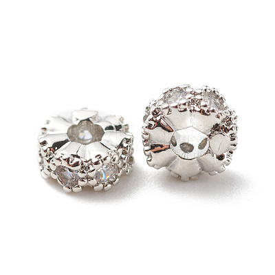 Brass Clear Cubic Zirconia Spacer Beads KK-G420-22P-1