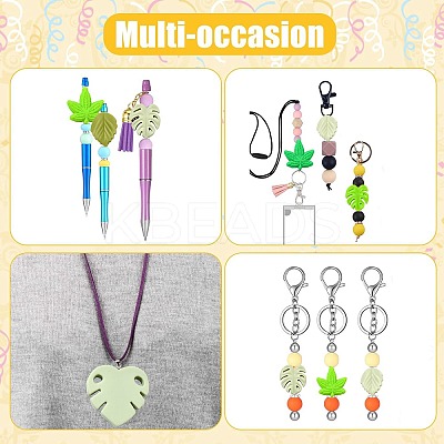 16Pcs 8 Style Leaf Silicone Beads SIL-CJ0001-73-1