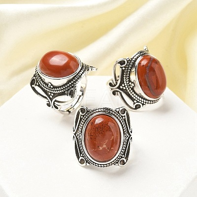 Natural Red Jasper Adjustable Rings RJEW-I108-02AS-06-1