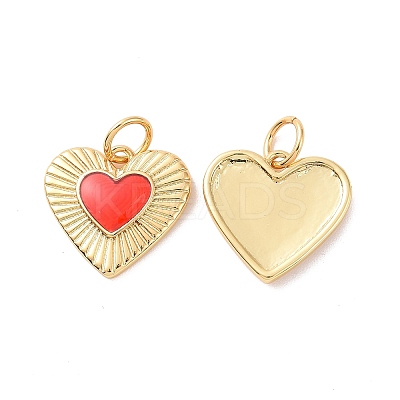 Heart Brass Enamel Pendants KK-G435-07G-01-1