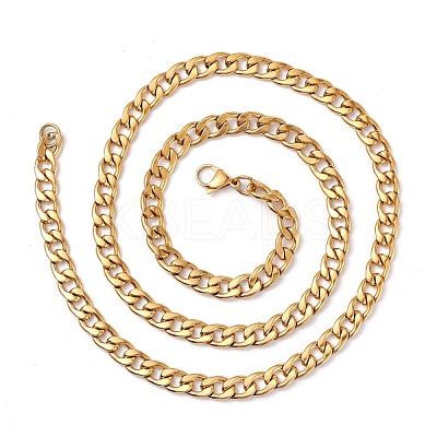 Men's PVD Vacuum Plating 304 Stainless Steel Cuban Link Chain Necklaces NJEW-I248-04G-1