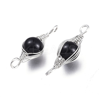 Natural Obsidian Links Connectors G-K305-A06-P-1