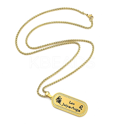 Constellation 304 Stainless Steel Micro Pave Clear Cubic Zirconia Wheat Chain Pendant Necklaces for Women Men NJEW-U007-01B-1