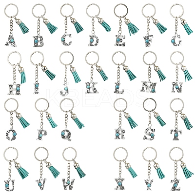Alloy with Resin Imitation Synthetic Turquoise Keychain KEYC-YW00087-01-1