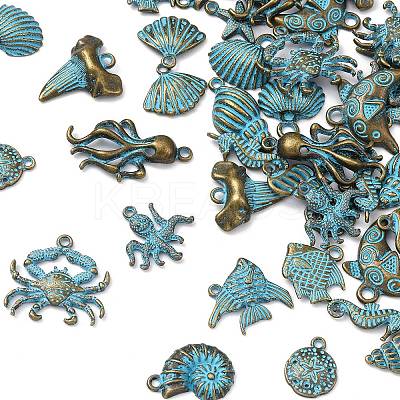 60Pcs 15 Style Ocean Theme Alloy Pendants FIND-CJ0001-58-1