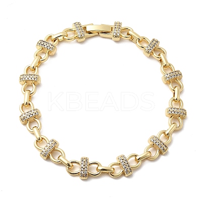 Brass Micro Pave Clear Cubic Zirconia Link Chain Bracelets BJEW-C130-06G-1