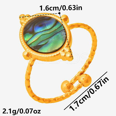 304 Stainless Steel with Natural Shell Cuff Open Rings for Women HP8543-4-1