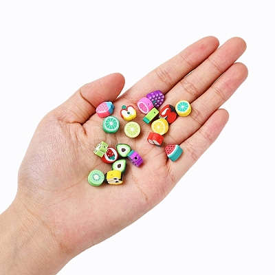 100Pcs Handmade Polymer Clay Fruit Theme Beads DIY-YW0002-40-1