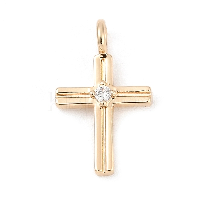 Brass Pave Clear Cubic Zirconia Pendants LS-KK-Q096-07B-G-1