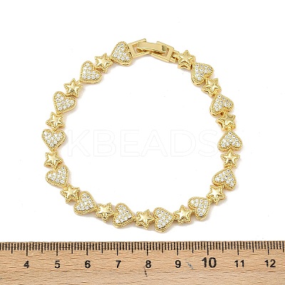 Brass Micro Pave Clear Cubic Zirconia Link Chain Bracelets for Women BJEW-P366-01A-G-1