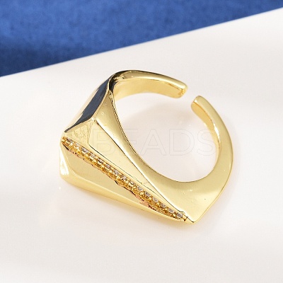 Brass Micro Pave Cubic Zirconia Adjustable Cuff Rings RJEW-C140-01G-1