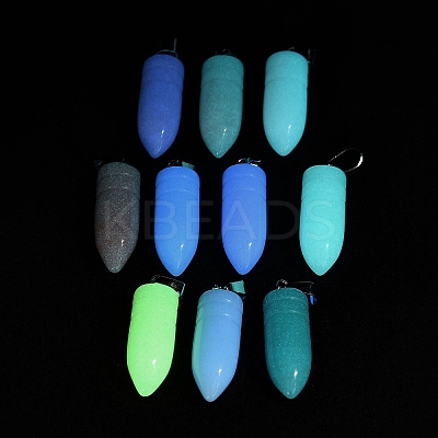 Synthetic Noctilucent Stone/Luminous Stone Pointed Pendants G-Z054-08-1