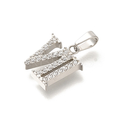 304 Stainless Steel Micro Pave Cubic Zirconia Pendants STAS-H228-02P-07-1