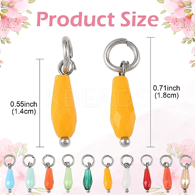 50Pcs 10 Colors Glass Pendants PALLOY-YW00184-1
