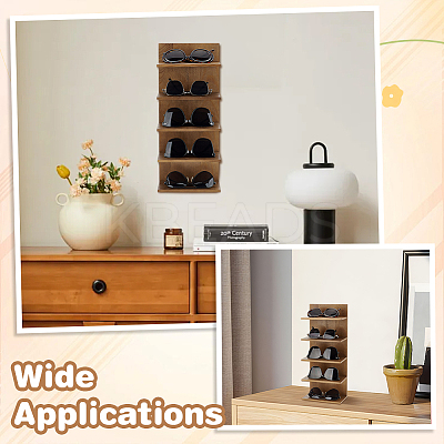 4-Tier Wood Wall Mounted Sunglasses Organizer Holder ODIS-WH0043-184A-1